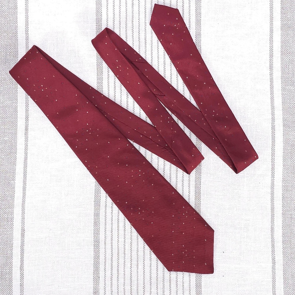 KENZO Paris Tie Mens VTG Burgundy Silk Geometric Dot Confetti Fun Festive 80s - Picture 2 of 7